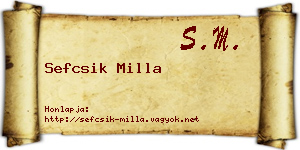 Sefcsik Milla névjegykártya